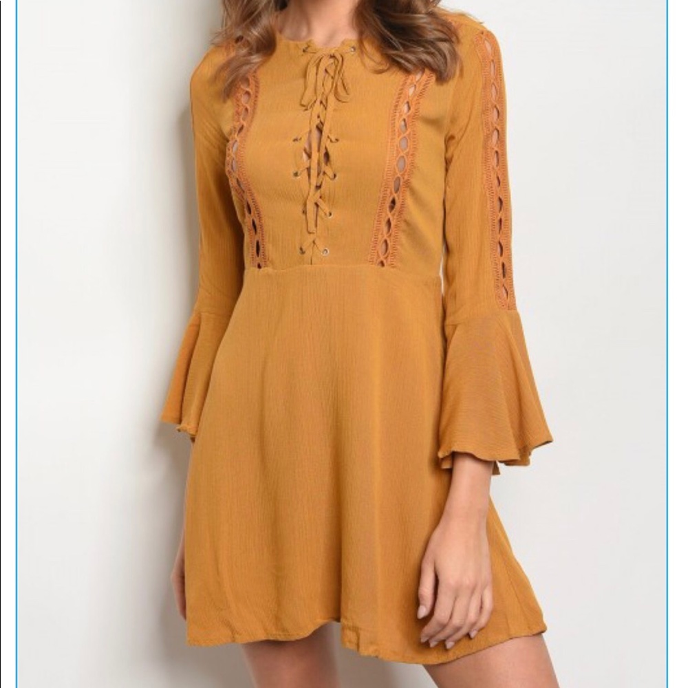 Mustard bell sleeve dress ❗️final markdown ❗️